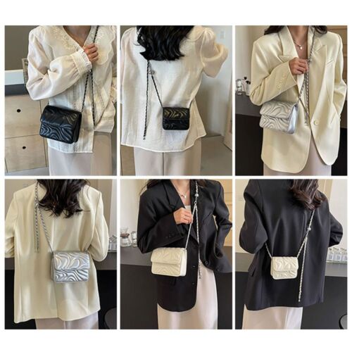 PU Leather Handbag Decorative Chain Shoulder Bag Fashion Cosmetic Pouch  Women - Photo 1 sur 15
