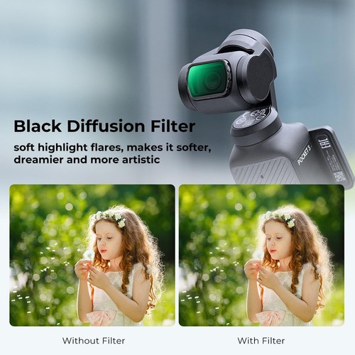 K&F Concept Magnetic Black Diffusion 1/4 1/2 Filters Set for DJI Osmo Pocket 3 - Picture 4 of 8