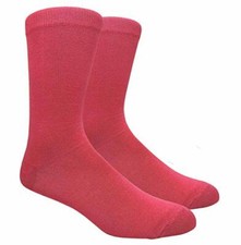 Novelty Fun Crew Print Socks for Dress or Casual Solid Hot Pink 130HP 