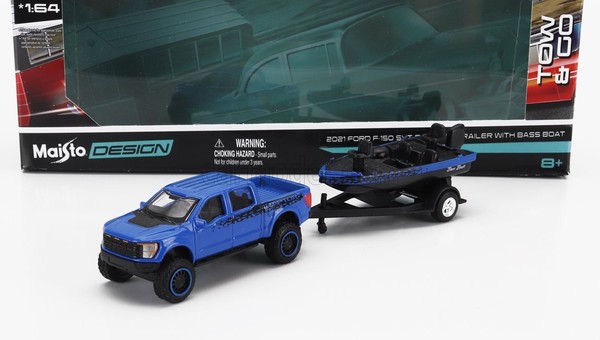 Maisto 1/64 Transporter Ford F150 Svt Raptor Bootswagen 2021 Statisches Modell-image
