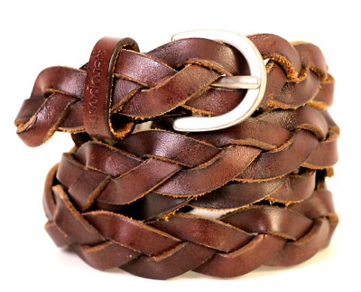 Aeropostale BRAIDED BROWN GENUINE LEATHER 3/4"Wd SKINNY DRESS BELT Sz XL  (R68 | eBay