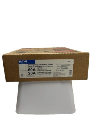 Eaton CH6EGEN2060 Emergency Generator Panel, 6-Breaker, Indoor Install 