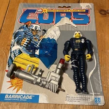 Vintage 1988 Cops N Crooks "Barricade” Complete Action Figure With Backer Card