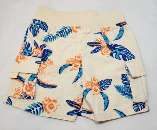 Garanimals Baby Boys Off White Shorts Blue Leaf 18M Surfboard Hawaiian Tropical - Picture 2 of 3