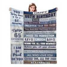 65th Birthday 50x60 in Throw Blanket NWT