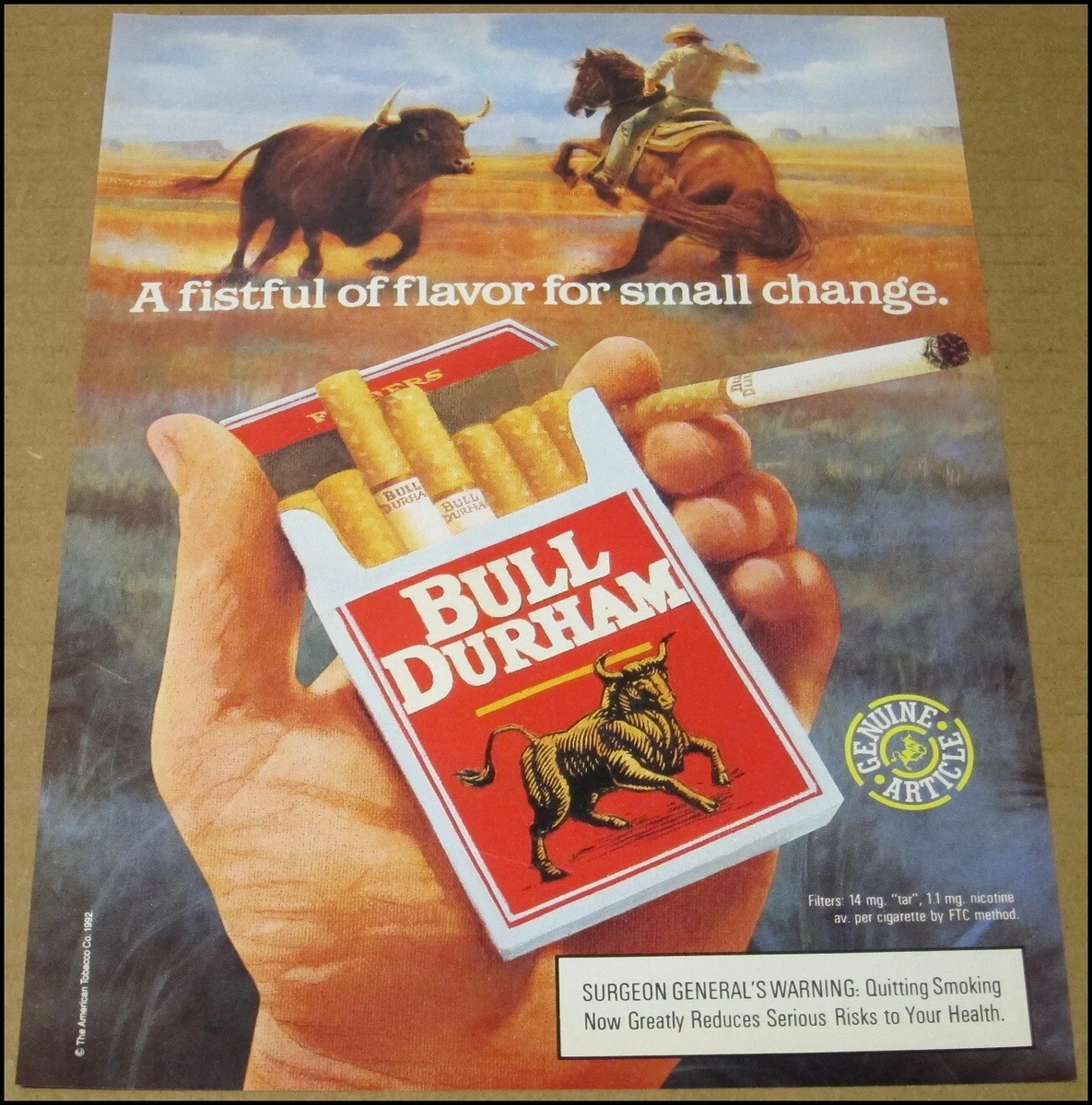 bull durham cigarettes Bull Durham Collectible Tobacco Cigarettes for sale
