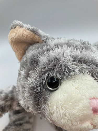 Kmart grau silber weiß gestreift Tabby Katze Kätzchen Kätzchen Schlappmütze Bohne liegend - Bild 8 von 11