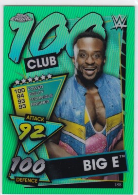 BIG E 2021 Topps Chrome WWE Slam Attax #188 GREEN Refractor #27/50