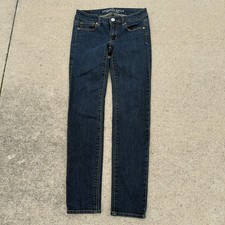 American Eagle Outfitters Skinny Jeans Women Size 2 Dark Wash Low Rise Super Str
