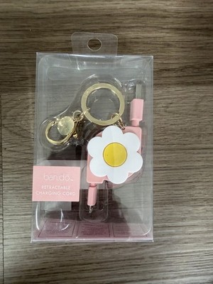 BAN.DO Retractable Charging Cords on Daisy Flower Keychain   New in Box