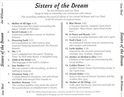 LISA THIEL/ANI WILLIAMS SISTERS OF THE DREAM NEW CD