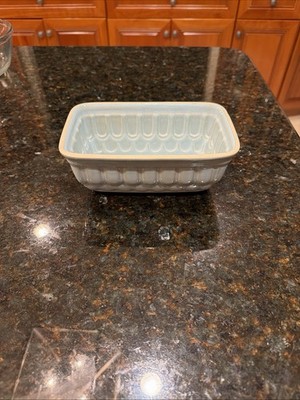 Anthropologie Ceramic Glazed Pottery Loaf Pan Pudding Jello Mold Robins Egg Blue