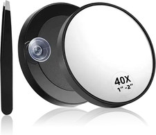 40X Magnifying Mirror with Suction Cups and Tweezer, Tweezer Man Mirror, 40X Tra