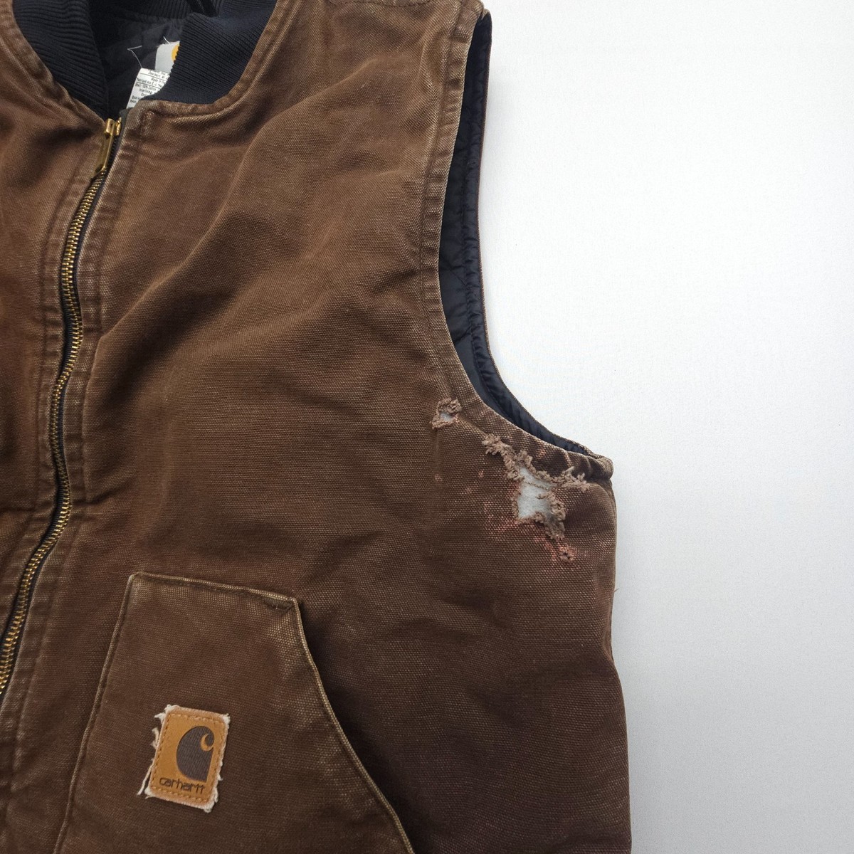 希少　80s CARHARTT DUCK VEST BROWN TALL M Vintage Carhartt Vest Mens Large Tall Brown Duck Canvas Quilted