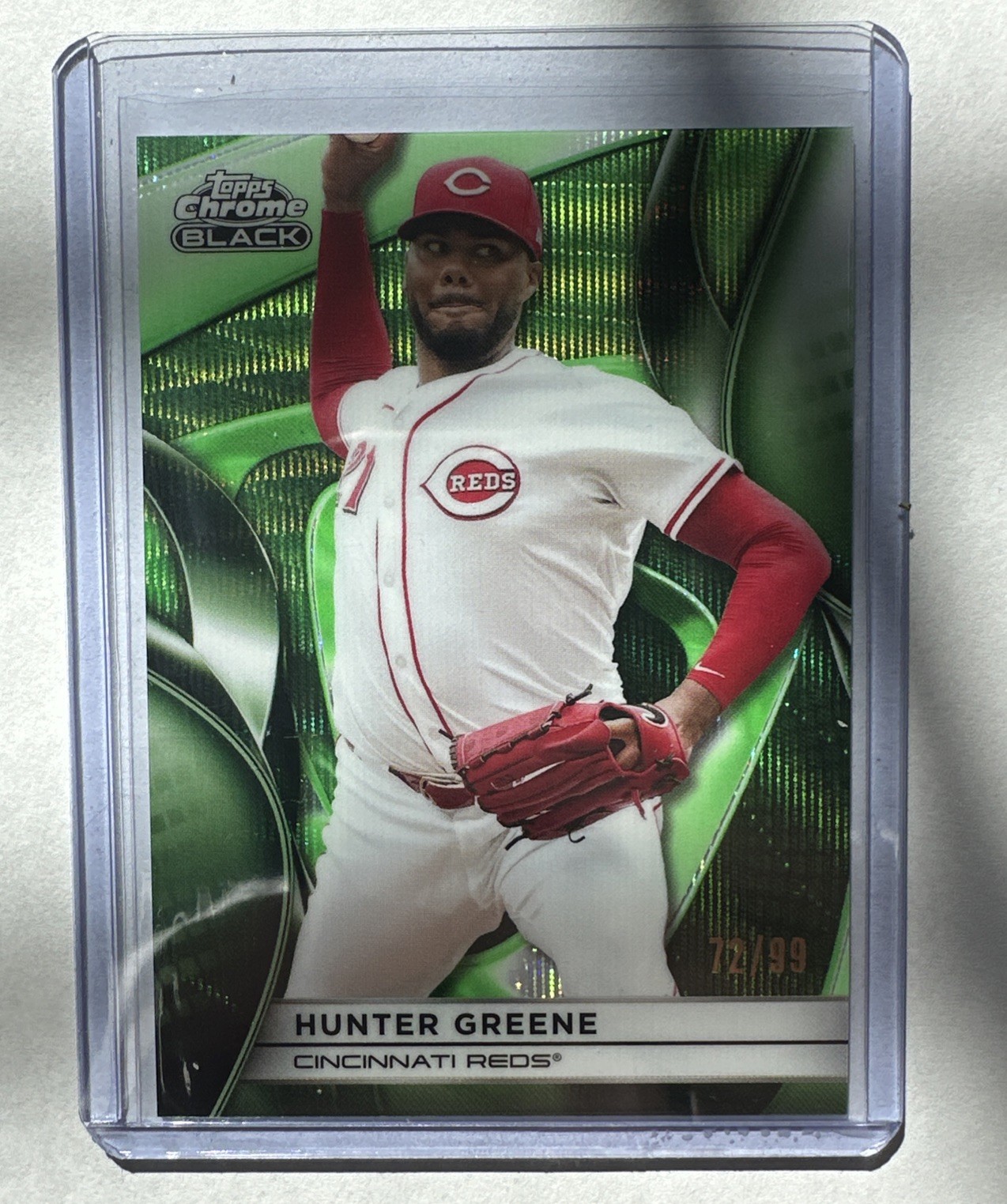 Hunter Greene 2025 Topps Chrome Black #10 Green Refractor /99