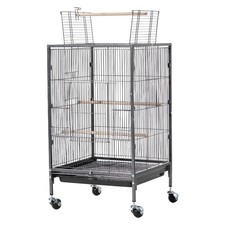 Open Top Rolling Parrot Cage with Tray, Perches  Feeders