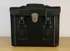 Vintage Retro Large Leather Style Briefcase Camera Hard Carry Case Black Prop 