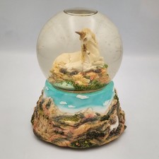 Vintage Musical Unicorn Snow Globe Glitter Wind-Up Music Box