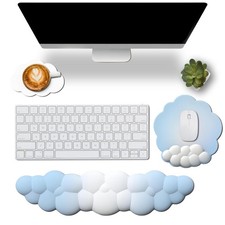 3 Piece Cloud Mouse Pad with Wrist Rest Set Ergonomic Keyboard Mouse Wrist Su...