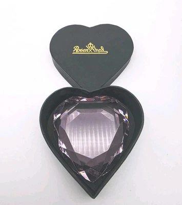 Rosenthal Pink Heart Shaped 3” Paperweight Faceted 24% Lead Crystal Art Signed - Image 1 of 4