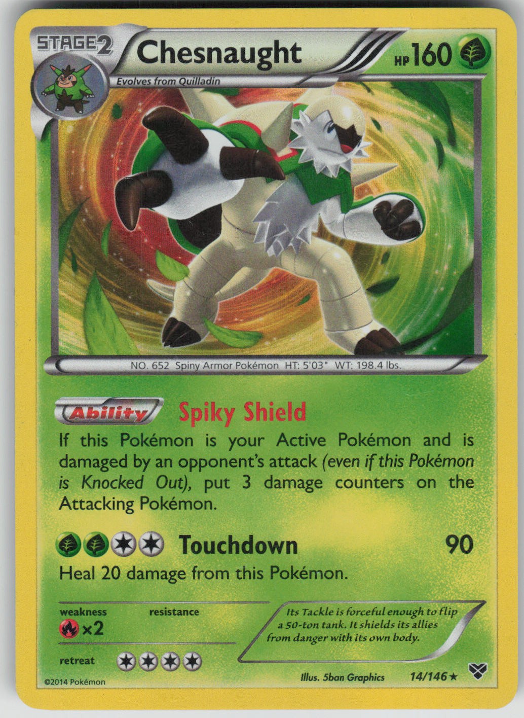 Pokemon TCG Chesnaught Holo Rare XY Base Set 14/146