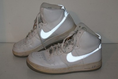 Nike AF1 High '07 Casual Sneakers, 315121-116, White/Silver, LEA,  Mens Size 11