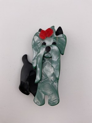 Vintage Lea Stein Paris Moustache Dog Pin Signed