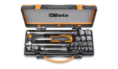 Beta Tools Hexagon Socket and Accessory Set Metal Case 16 Sockets 5 Accessories