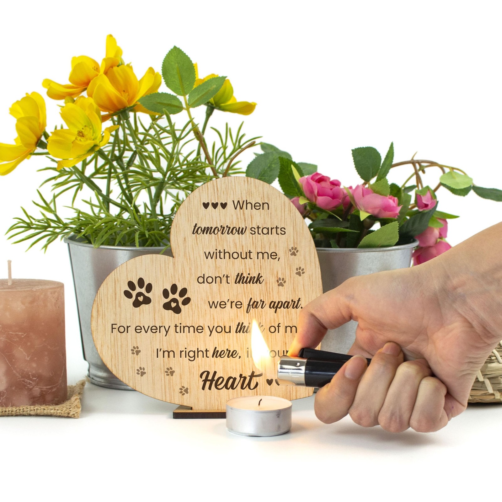 как выглядит Pet Memorial Plaque for Loss of Dog or Cat Wooden Sympathy Sign in Loving Mem... фото