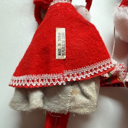 Vintage Set Of 3 Christmas Ornaments Felt Red Girl Presents Umbrella 1970s 8” - Picture 5 of 7