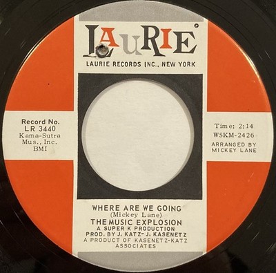 The Music Explosion   Where Are We Going / Flash   Laurie   LR-3440   1968 45RPM