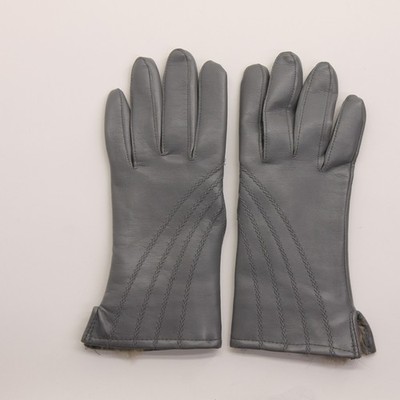 Retro Montgomery Ward Gray Vinyl Rabbit Fur Cuff Glove Size M