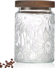 Vintage Glass Jar with Lid, Airtight Candy Coffee Canister Food Storage  24Oz D
