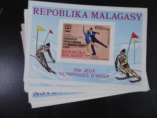 Madagascar 1975 50x imperforated block "Olympics Innsbruck" /MNH sheet 9