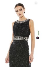 Mac Duggal Sequin Rhinestone Beaded Sheath Midi Dress In Black, Size: 14; $398