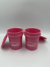 Lowe’s Mini Bucket Pink w/ Lid RARE Set Of 2