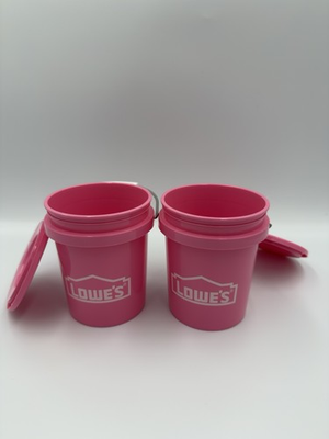 #ad Lowe’s Mini Bucket Pink w Lid RARE Set Of 2 $8.99