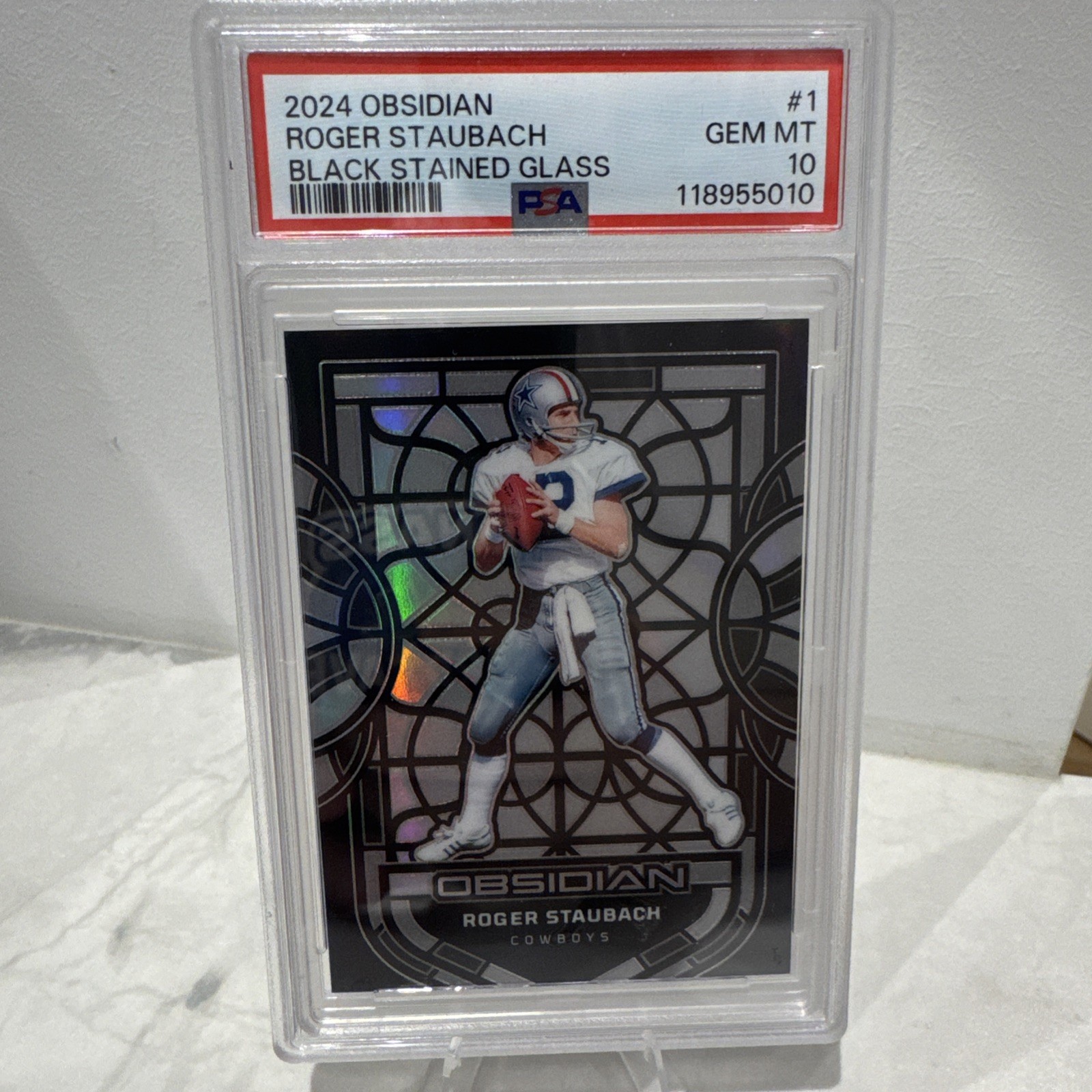 2024 Panini Obsidian - black stained glass Roger Staubach #1