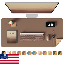 YSAGi Double-Sided Desk Pad 35.4x17 Leather Mat Eco Cork Waterproof Desk Protect