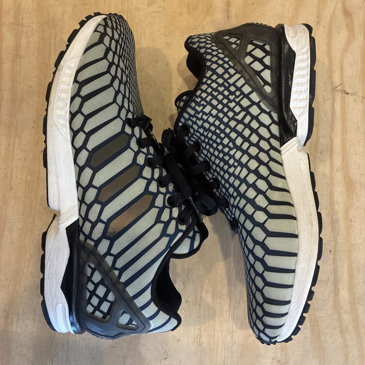 スタイル 6403) Adidas ZX Flux Xeno Reflective Running Black/Grey AQ4534
