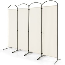 4 Panel Room Divider 188cm Folding Privacy Screen Portable Divider-White