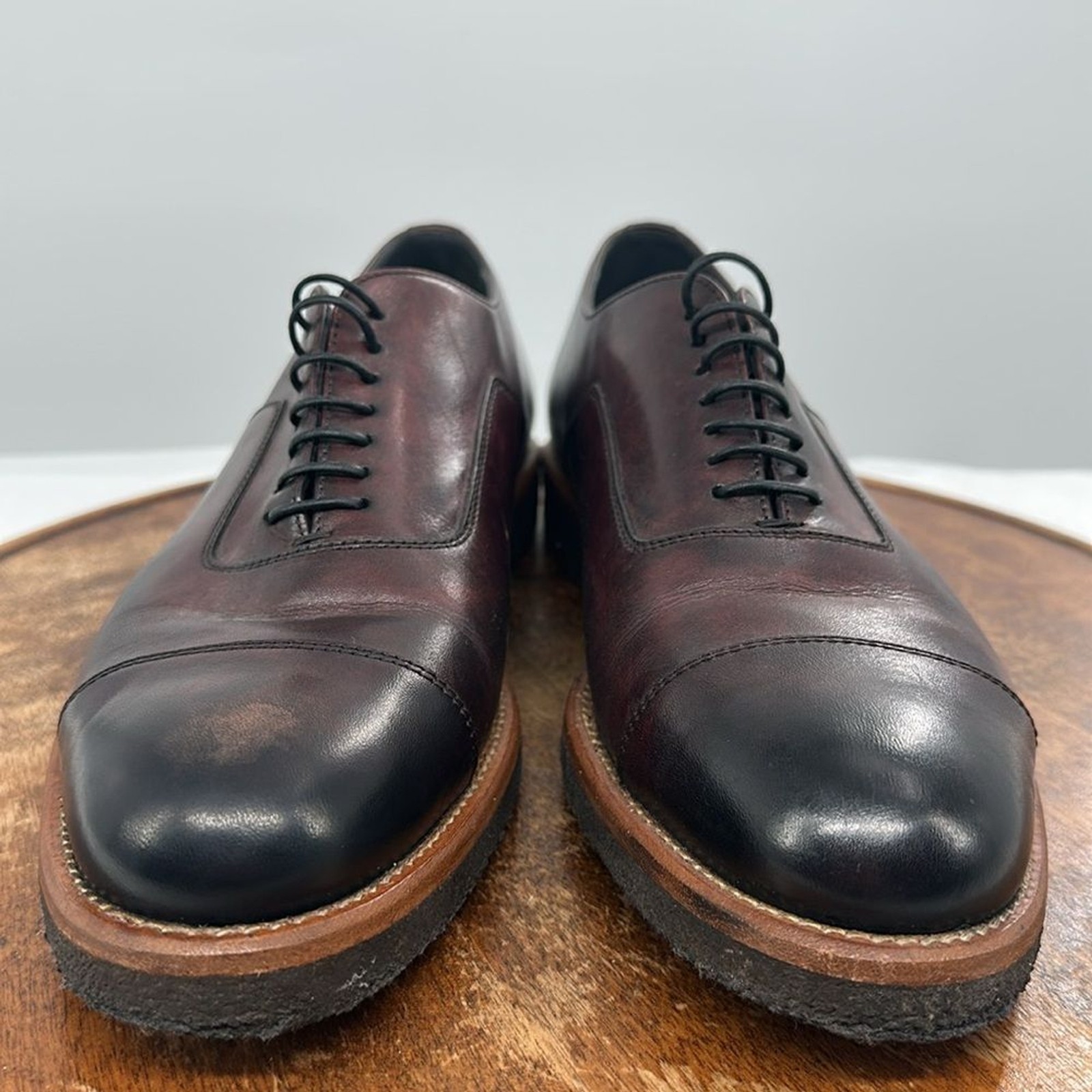 SAOLA Scarpe Boss Hugo Boss uomo 8 (UK 7) punta in pelle aspin rosso scuro suola in gomma