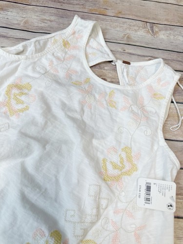 Free People Fun & Flirty Embroidered Crop Top In Ivory Combo Size S - Picture 4 of 5