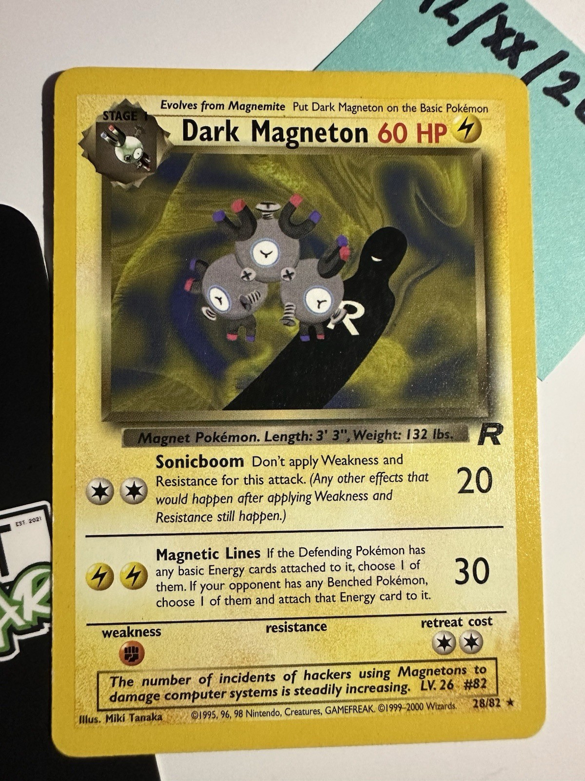 Dark Magneton 28/82, Team Rocket, Pokémon TCG, Unlimited 2000, WOTC, Vintage, NM