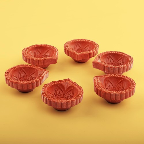 Earthen Diya Clay Terracotta Diwali Tealight Holder for Pooja Deepak Decorati... - Picture 4 of 9