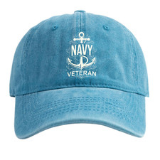 Vintage Navy Veteran Dad Hat with Anchor- Patriotic Washed Baseball Cap, 7Colors