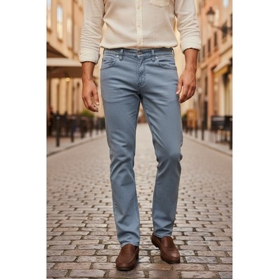 Alberto Men's Jeans Stone Modern Fit Fadeout Twill 33/34 Light Gray Stretchy