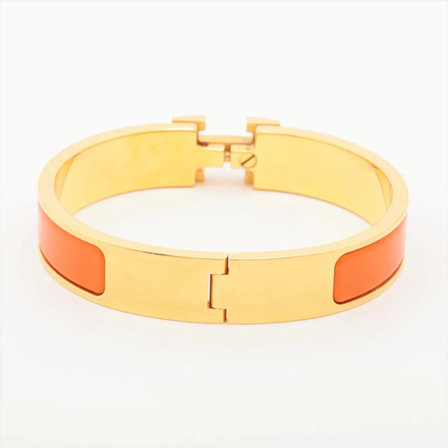 Bracciale a ventaglio Hermès Click H GP oro × arancione - Foto 2 di 7
