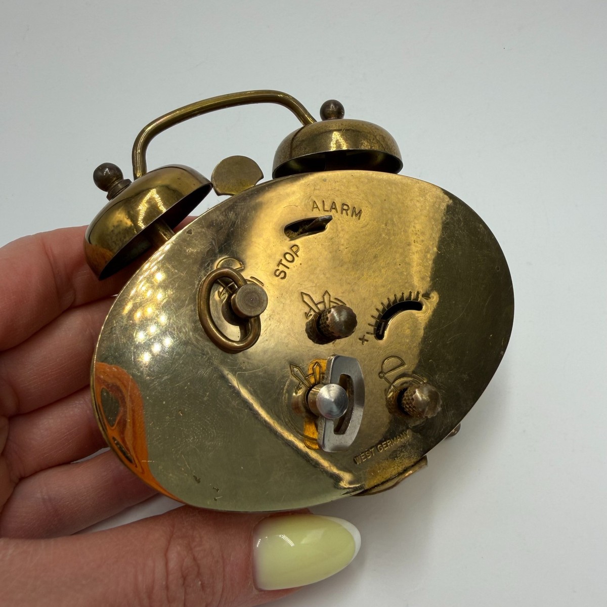 Vintage Blessing Alarm Clock West Germany Brass Mechanical Twin
