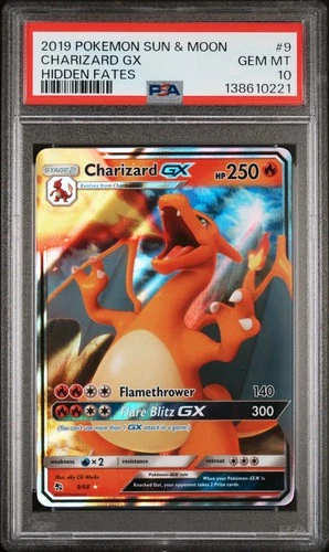 2019 POKEMON SUN & MOON HIDDEN FATES #9 CHARIZARD GX PSA 10